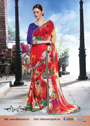 Online Sarees For Sales - Soft Silk, 5.5 Meter, Red | Floral Print, Stylish Designs, Vibrant Colors, Easy Care