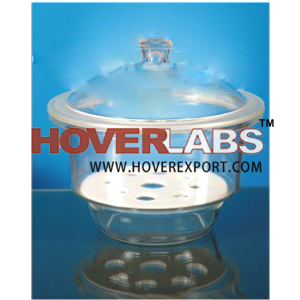 Dessicator With Lid, Plain - Glass And Porcelain, 150-300 Mm, Porcelain Perforated Plate, Airtight Seal