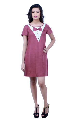 V Shaped Panel Bow Dress