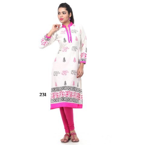 Pink & White Color Kurti