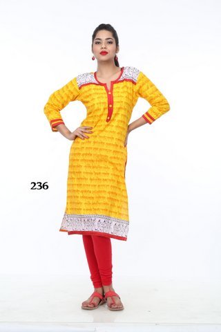 Yellow with Red strips Kurti
