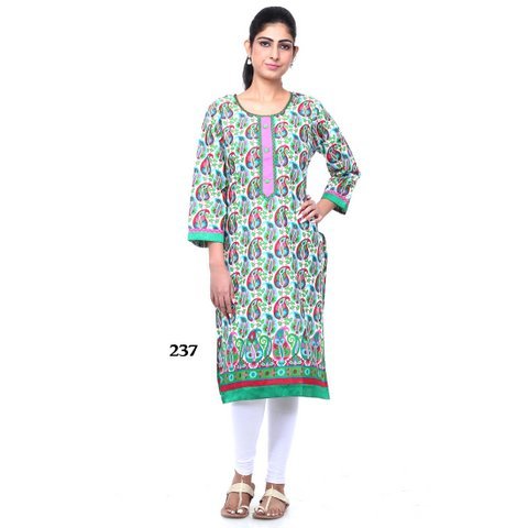 Light Green & Red Strips Kurti