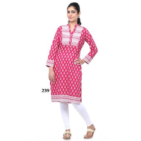 Pink with White Strips Kurti