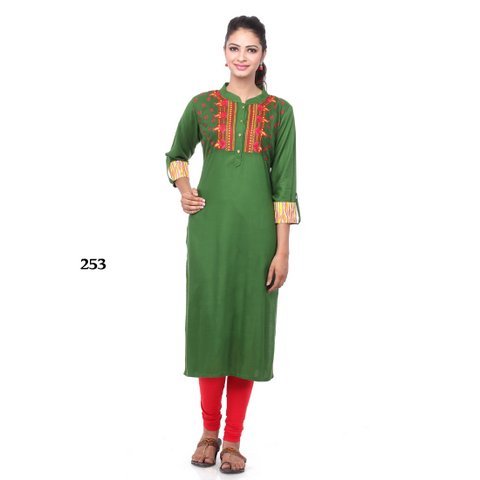 Green with Red Strips Kurti