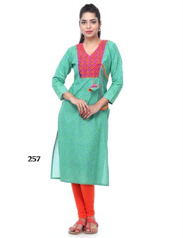 Light Green with Red Strip Kurti