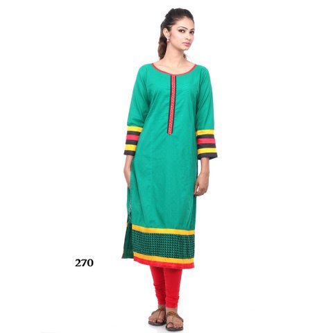 Green with colorful strips Kurti