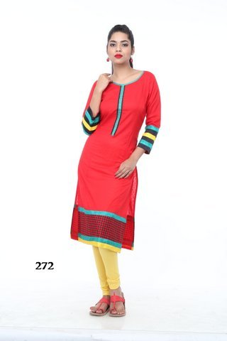 Dark Red with Colorful Strips Kurti