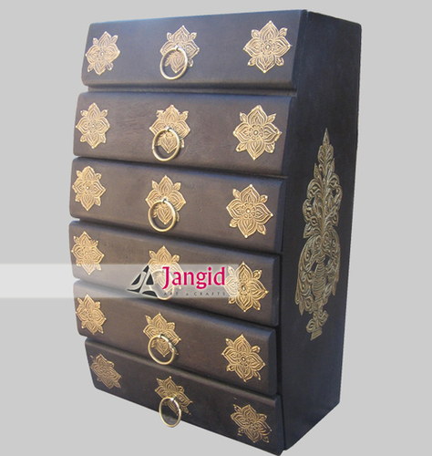 Indian Brass Fitted Chest of Drawer