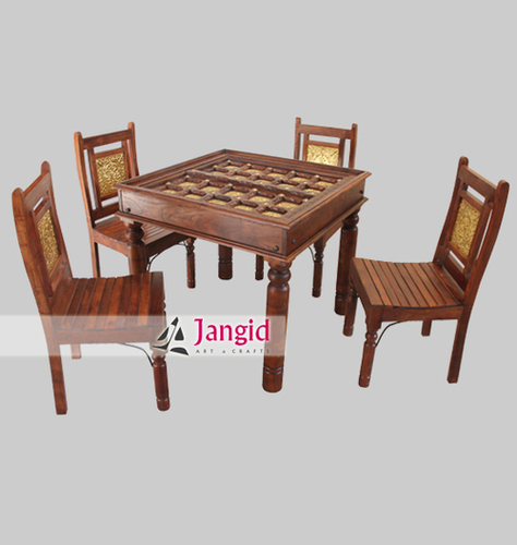 Solid Wooden Brass Fitted Dining Set India
