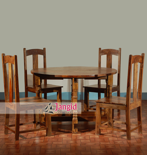 Wooden Folding Round Dining Table Set India By JANGID ART AND CRAFTS