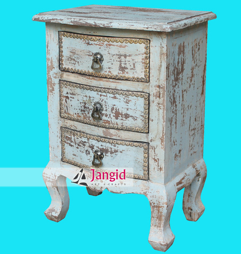 Indian Distressed Wooden Bedside Cabinet
