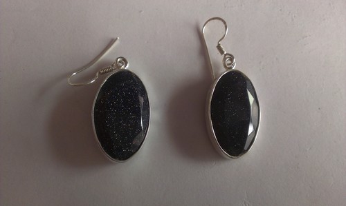 Blue Sand Stone Silver Ear ring