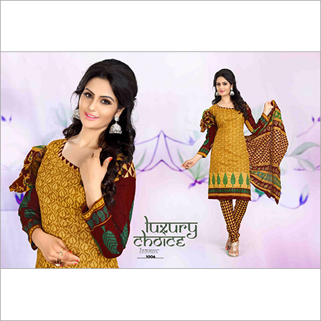 Printed Suit Material - Cotton, 150 GSM | Vivacious Colors, Smooth Texture, Fine Finish, Stylish Pattern