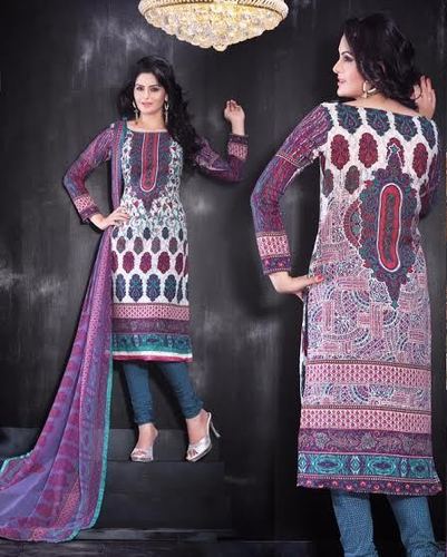 Collection Of Elegant Dress - Cotton Fabric, Semi-Stitch, Printed Work | Naznin Dupatta, Semi-Casual, Official Use