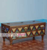 Wooden Colourful Tile Fitted Storage Box