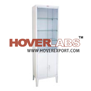 Instrument Cabinet - M.S Steel, 165x61x38 cm, Epoxy Powder Coated | Glass & Steel Doors, Adjustable Shelves, Secure Storage