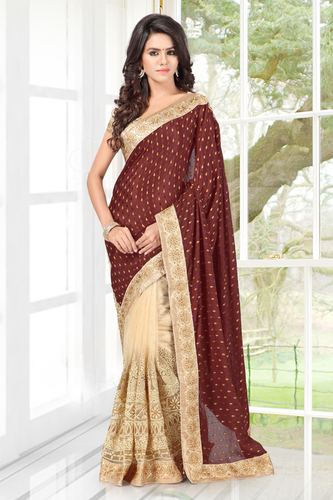 Stylish Ladies Wear - Viscose + Net Saree, Dhupian Blouse, Embroidery Work | Wedding, Party, Elegant Design
