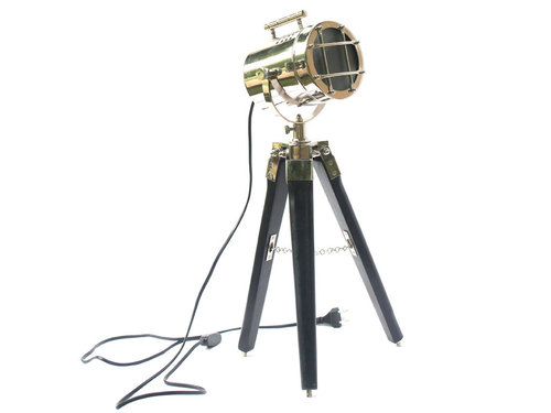 Nautical Little Searchlight Desk Lamp Marine Spotlight Black Tripod