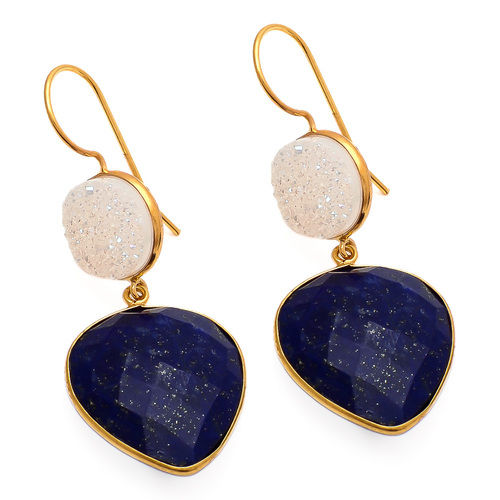 Lapis Lazuli & White Druzy Gemstone Earring