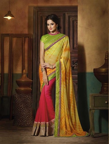 NEW  PARROT AND PINK DESIGNER SAREE