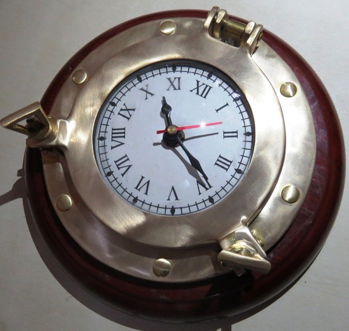 Porthole Clocks With Wooden Base
