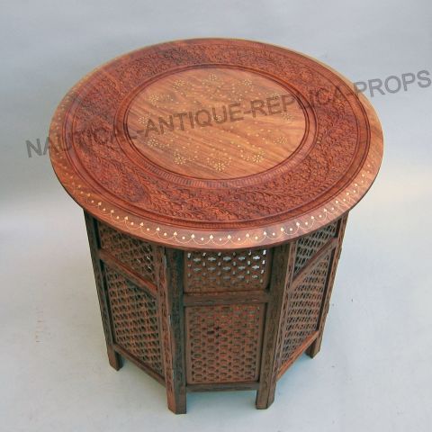 Hand Carved Wooden Octagonal Table