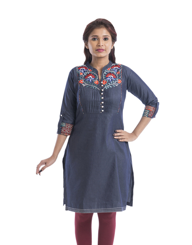 Sleeves Denim Kurti