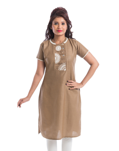 Half Sleeves Linen Kurti