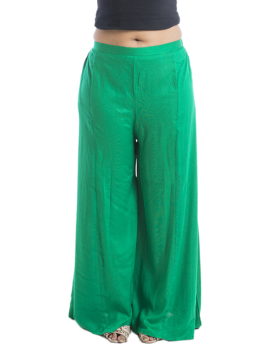 Rayon Palazzo - Rayon, Ankle Length, Green | Soft Fabric, Stylish Design, Comfortable Fit, Elasticated Waist