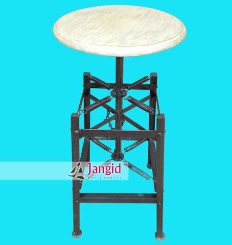 Indian Adjustable Bar Stool with Wooden Top