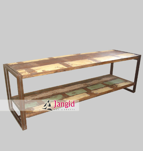 Reclaimed Wooden Top Industrial Indian Bench