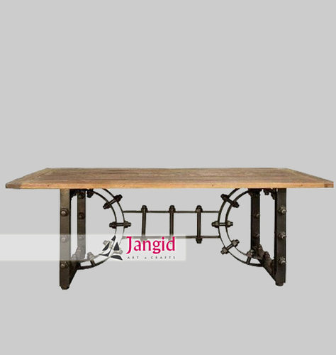 Indian Heavy Iron Base Industrial Dining Table