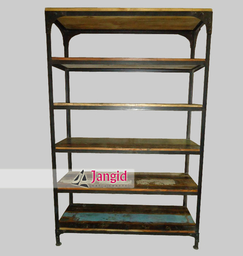 Industrial Iron and Reclaimed Wooden Bookshelf