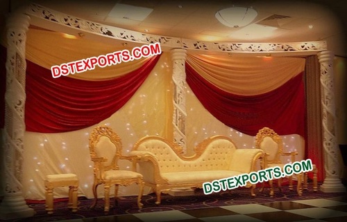Wedding Stylish Stage Furniture Set - Wood, Variable Size, White, Fabric | Elegant Design, Durable Material, Comfortable Seating