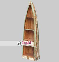 Reclaimed Ship Wood Boat Shape Bookshelf India