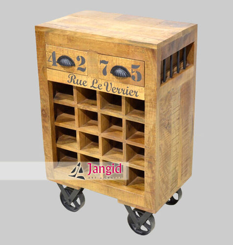 Indian Solid Mango Wooden Wine Rack