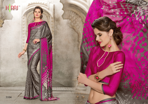 Sartin Georgatte Printed Saree Elanzia Silk