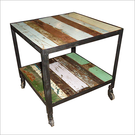 Revolving Iron Wooden Table 