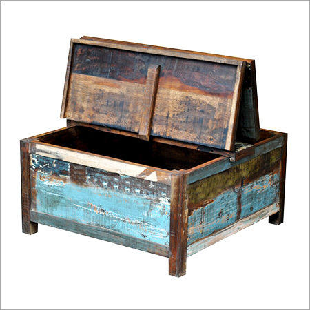 Reclaimed Wooden Folding Door Trunk - Reclaimed Wood, Blue, Variable Dimensions | Folding Design, Termite Resistant, Polished Finish