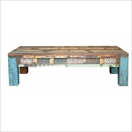 Reclaimed Wooden Carved Coffee Table
