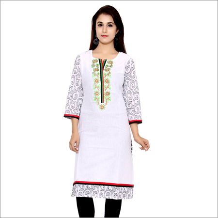 Embroidered Neck Cotton Kurti