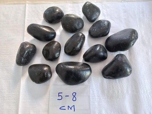 High glossy Black River Semi-Polished Pebbles Stone Wholesaler