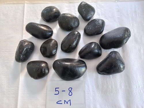 High Glossy Black River Semi-polished Pebbles Stone Wholesaler Solid Surface