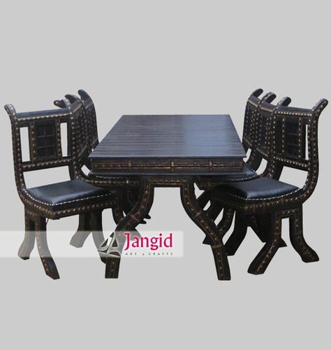 Traditional Cart Handmade Iron Fitted Wooden Dining set