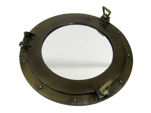 Aluminum Porthole Mirror 15 Antique Brass