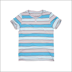 Tee Shirt Double Striped With Button