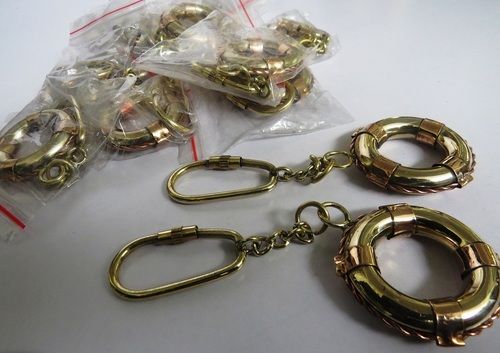 olid Brass & Copper Nautical Key Chain Life Ring Set Of 10