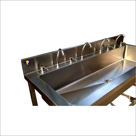 Four Person Foot Operated Sink Close Up