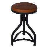 Iron Stool with Leather Seat 
