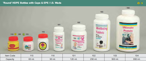60 120 250 500 950 ml Pharma Tablet Jars